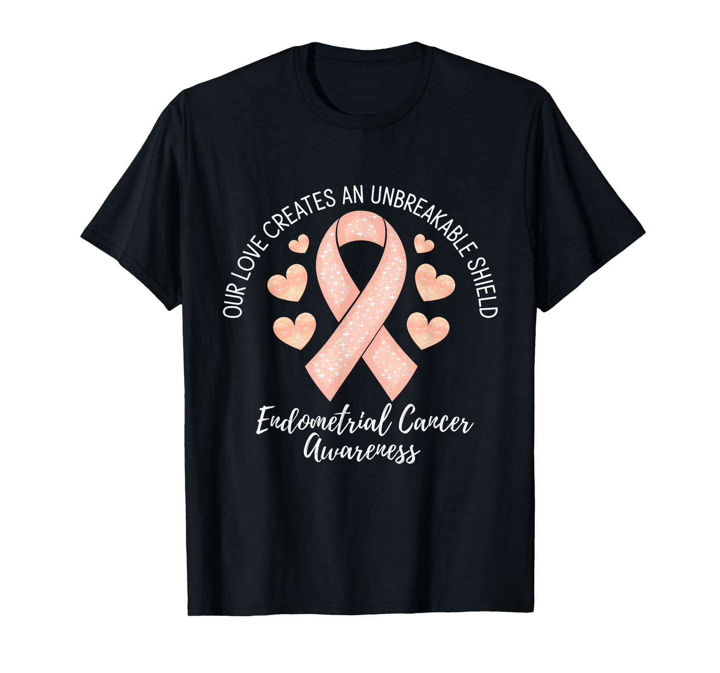 Endometrial Cancer Awareness Peach Ribbon T-Shirt