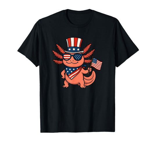 Axolotl, July 4th, Patriotic, Red, White, and Blue T-Shirt
