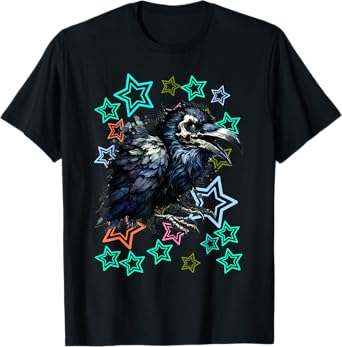 Retro 60s Crow 80s Crow Raven Halloween Bird T-Shirt