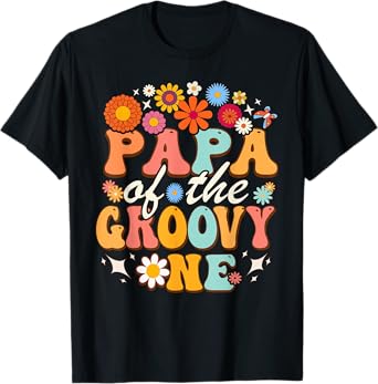 Papa of Groovy One Matching Family First Birthday Party T-Shirt