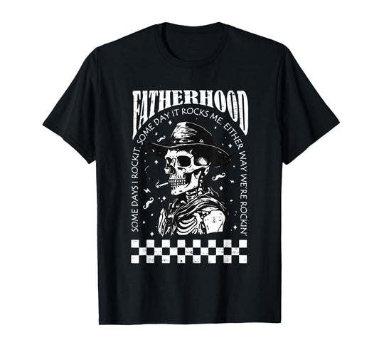 Fatherhood Skeleton Rockin Some Days Funny Vintage Dad T-Shirt