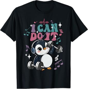 i can do it funny penguin deadlift weight lifting workout T-Shirt