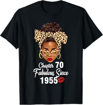 Chapter 70 Fabulous Since 1955 70th Birthday Women Leopard T-Shirt