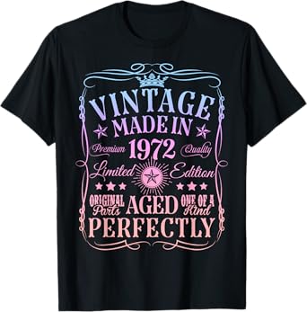 Vintage 53th Birthday Decorations Vintage 1972 53 Years Old T-Shirt