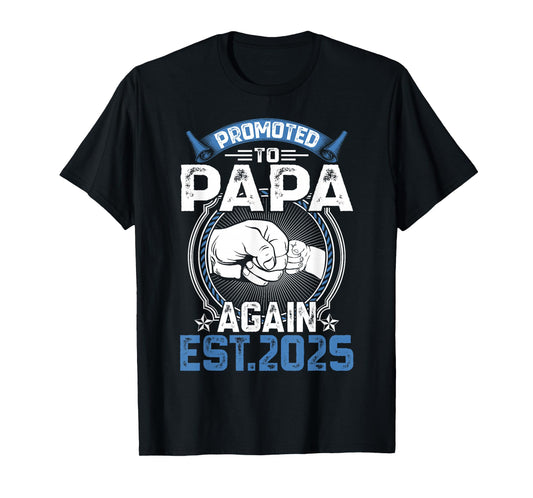 Retro Promoted To Papa 2025 Again Soon To Be Papa Mens T-Shirt