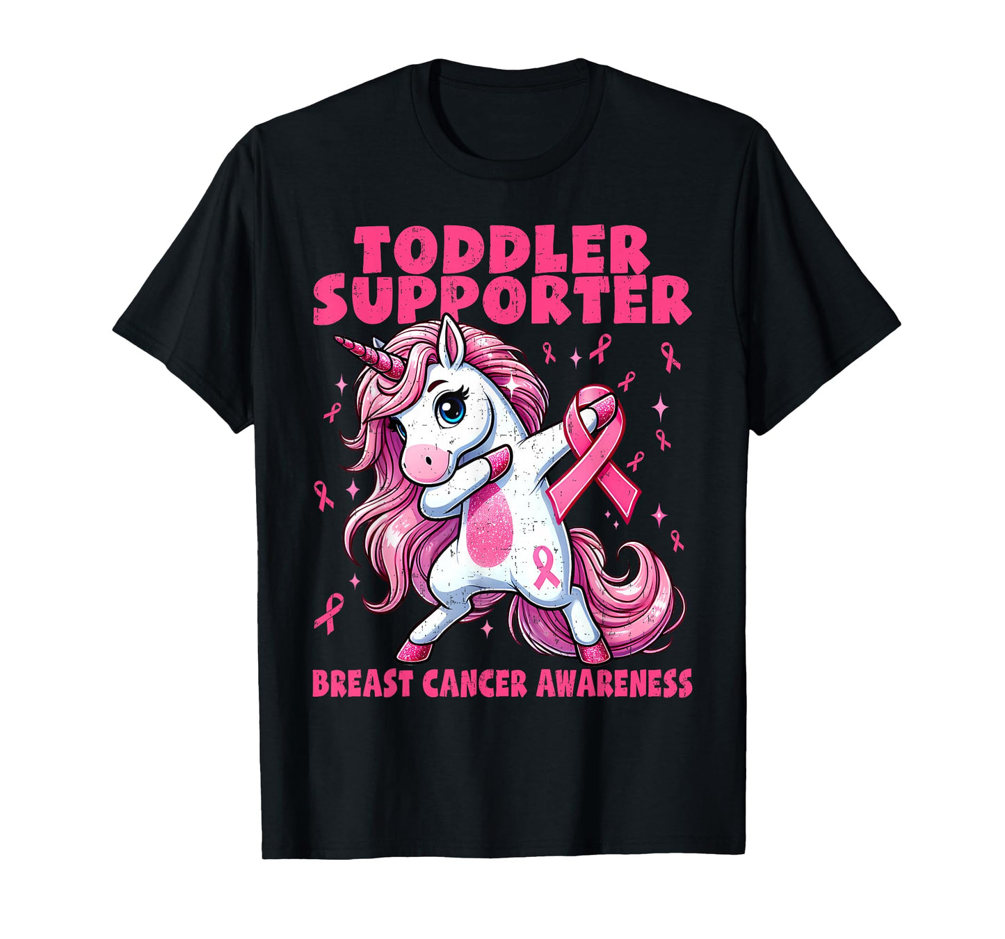 Kid Toddler Supporter Unicorn Breast Cancer Awareness Girls T-Shirt