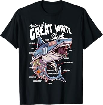 Anatomy of a White Shark Fish Shark Lover Educational T-Shirt