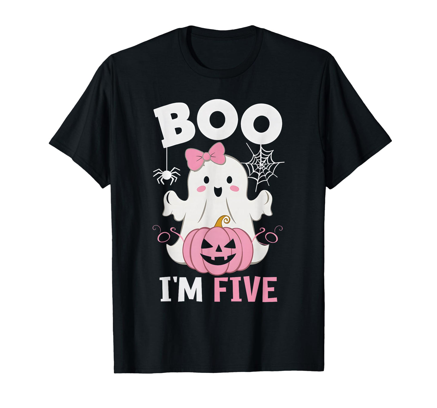 Ghost Boo I'm Five Year 5th Birthday Girls Halloween Groovy T-Shirt