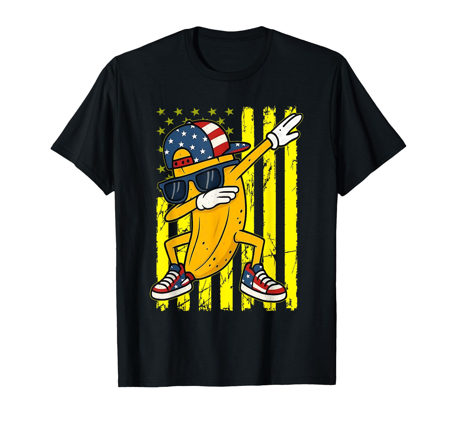 Dabbing Banana Retro American Flag Banana Lover Boys Kids T-Shirt
