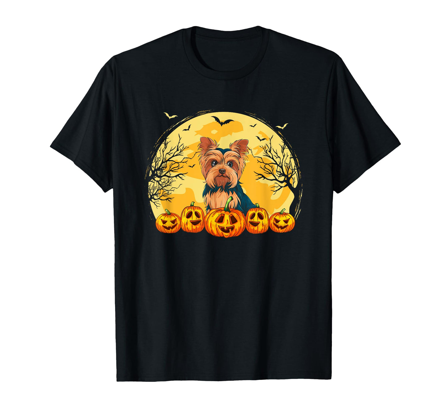 Funny Yorkie Dog Pumpkins Halloween Costume Men Women Kids T-Shirt