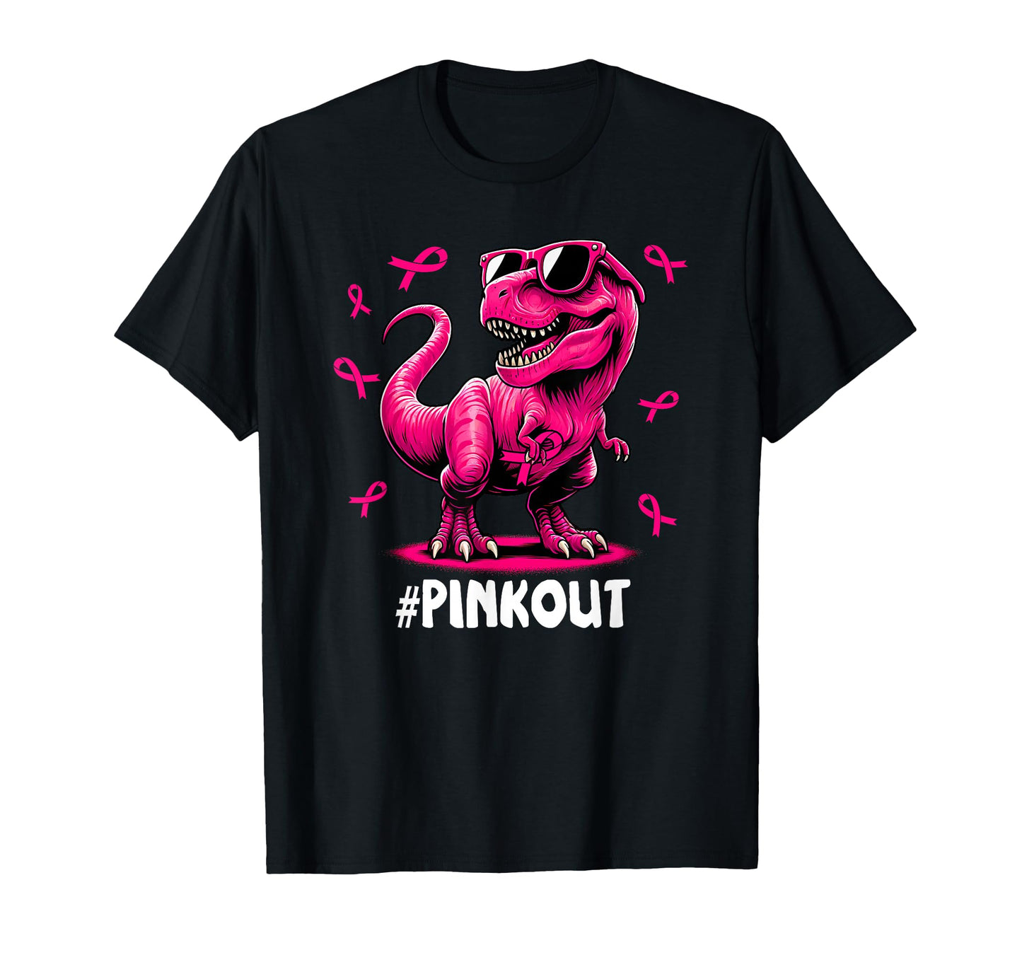Pink Out Breast Cancer Dinosaur Ribbon Boy Girl Kid T-Shirt