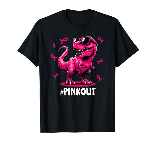 Pink Out Breast Cancer Dinosaur Ribbon Boy Girl Kid T-Shirt