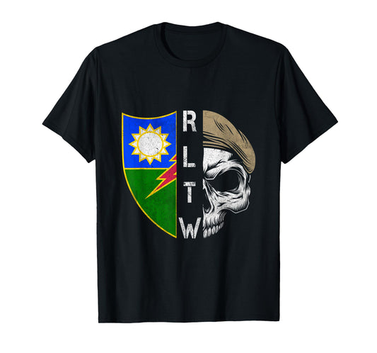 75th Ranger Regiment Skull Unit Crest RLTW Beret Veteran T-Shirt