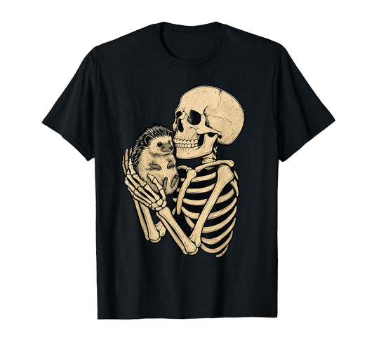 Skeleton Hedgehog Halloween Bones Skull Gothic Animal Lover T-Shirt