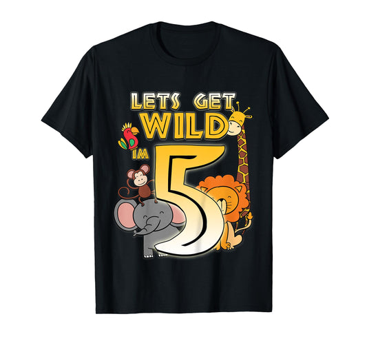 5 Years Old Zoo Animals Safari 5th Birthday Boys Girls T-Shirt