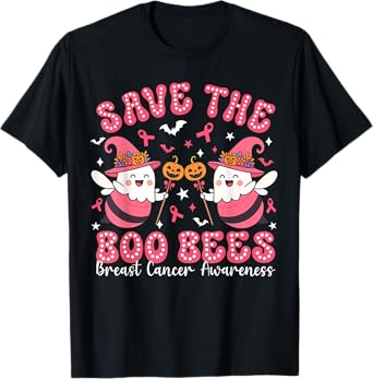 Save The Boo Bees Funny Breast Cancer Awareness Halloween T-Shirt