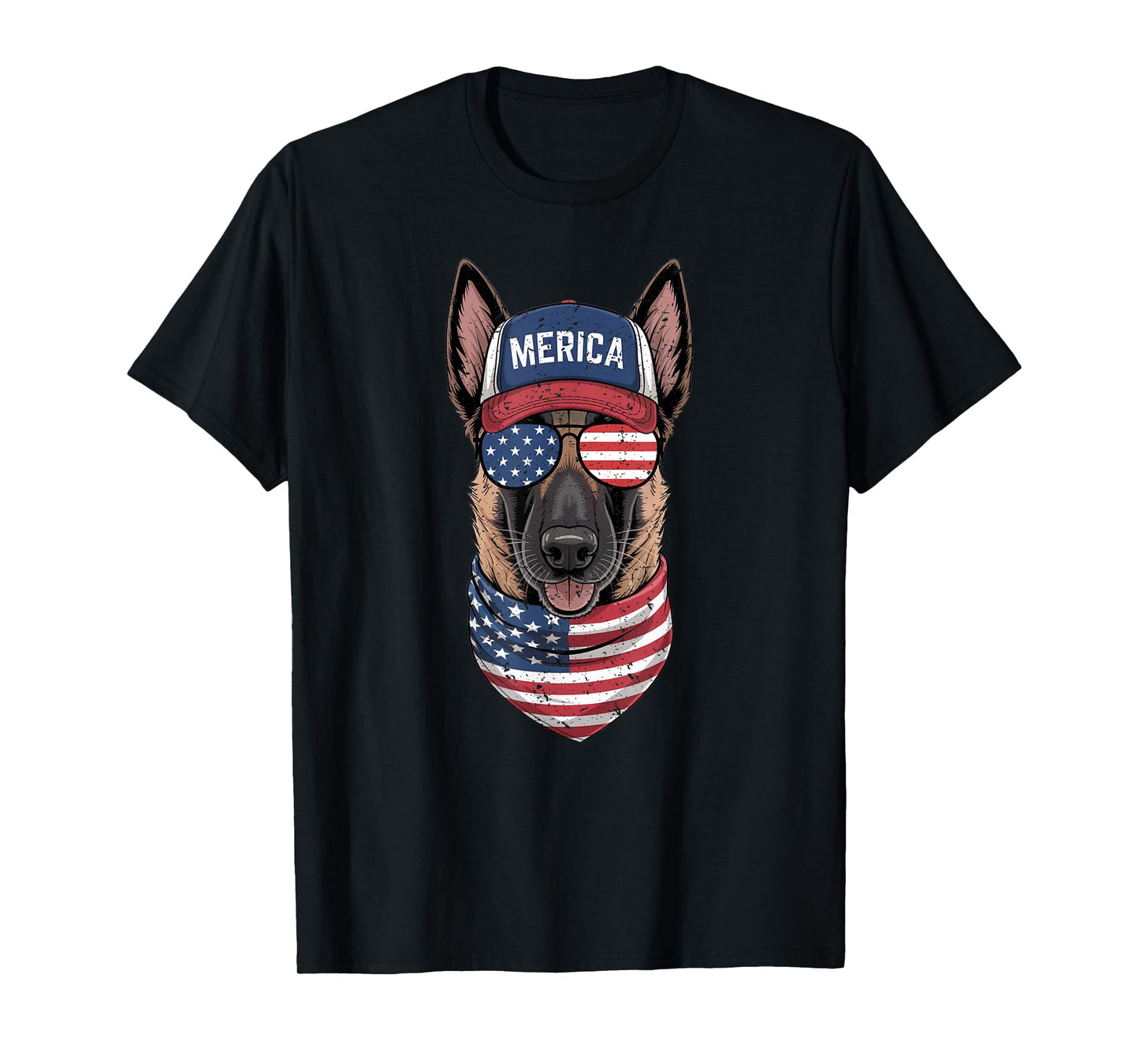 Belgian Malinois 4th of July US American Flag Dog Patriotic T-Shirt