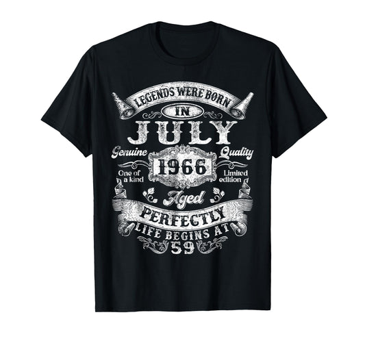 Legend Were Born in July 1966 Vintage 59th Birthday Men Dad T-Shirt