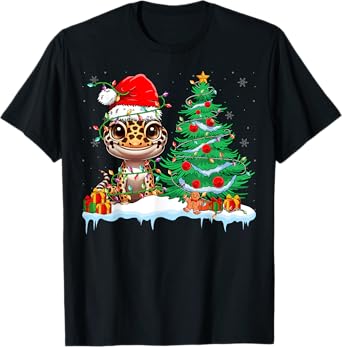 Leopard Gecko - Funny Gecko Wearing Santa Hat Christmas T-Shirt