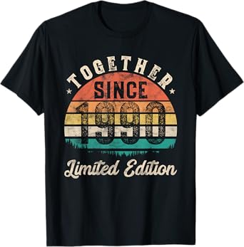 Together Since 1990 Couple 35th years wedding Anniversary T-Shirt