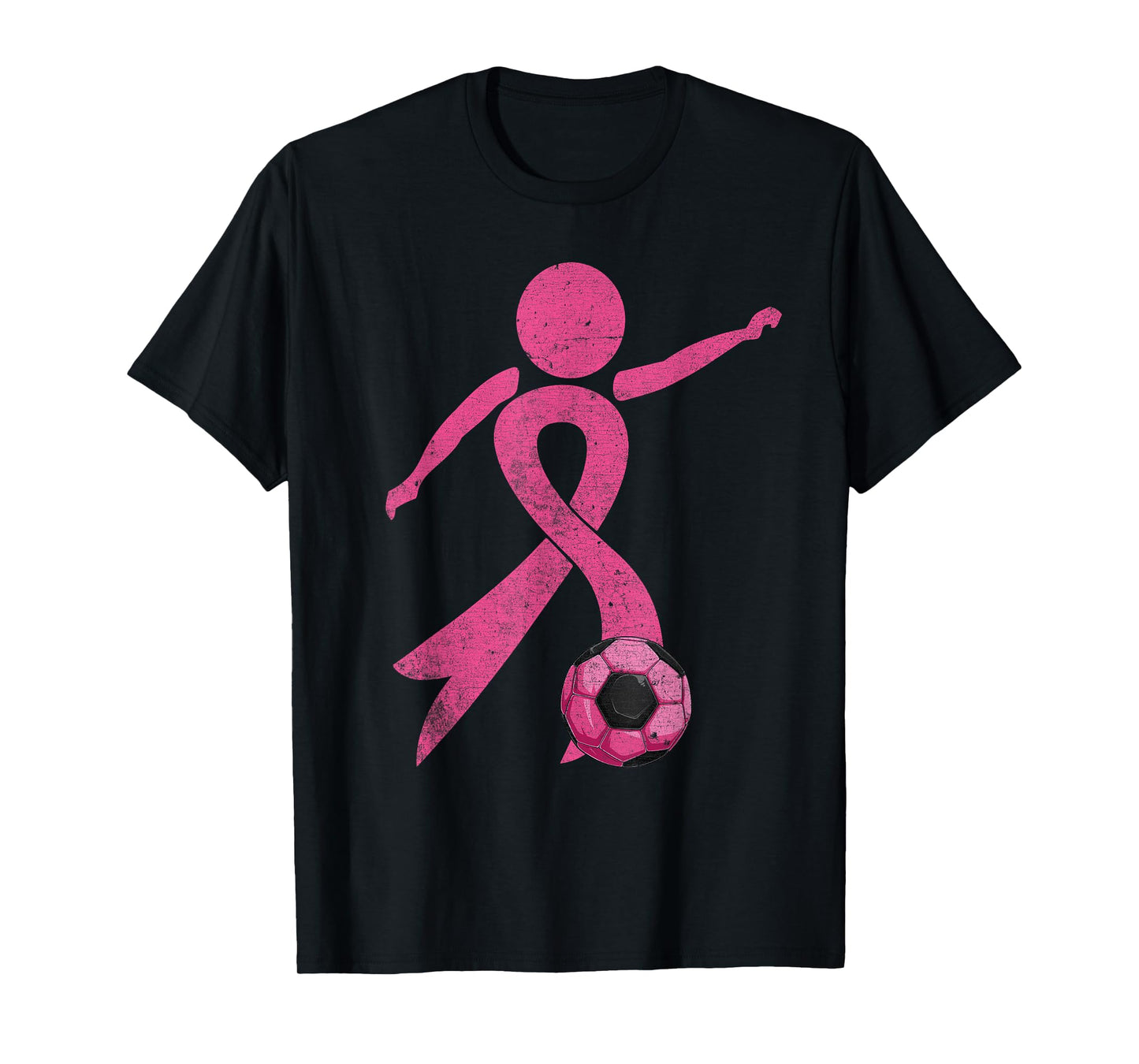 Retro Soccer Pink Ribbon Breast Cancer Awareness Sport T-Shirt