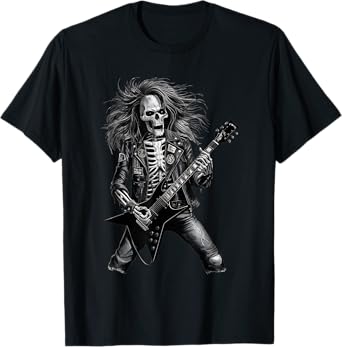 Skeleton Rocker With Guitar Men Skeleton Playing Guitar T-Shirt