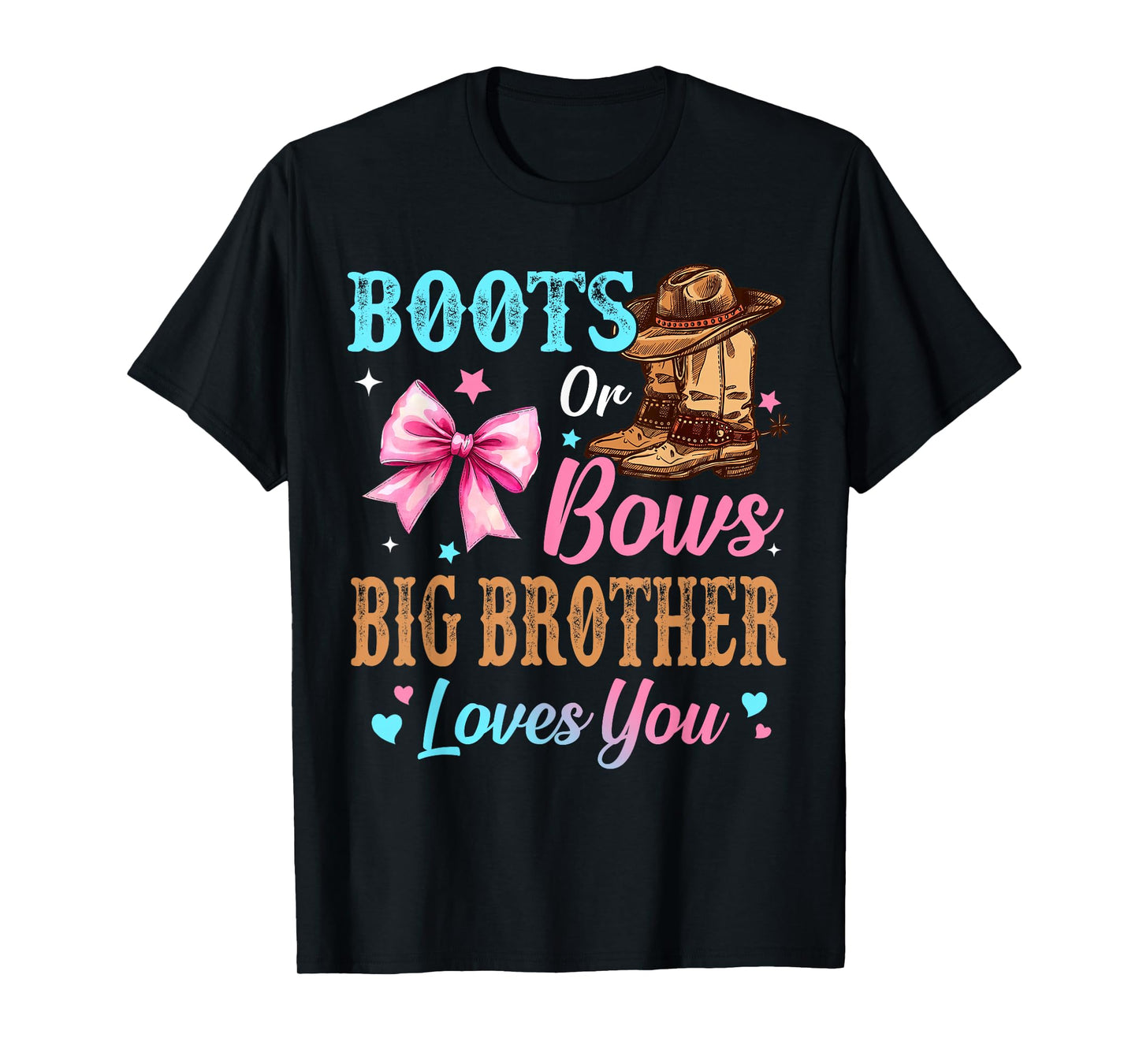 Boots or Bows Big Brother Loves You Gender Reveal Family T-Shirt