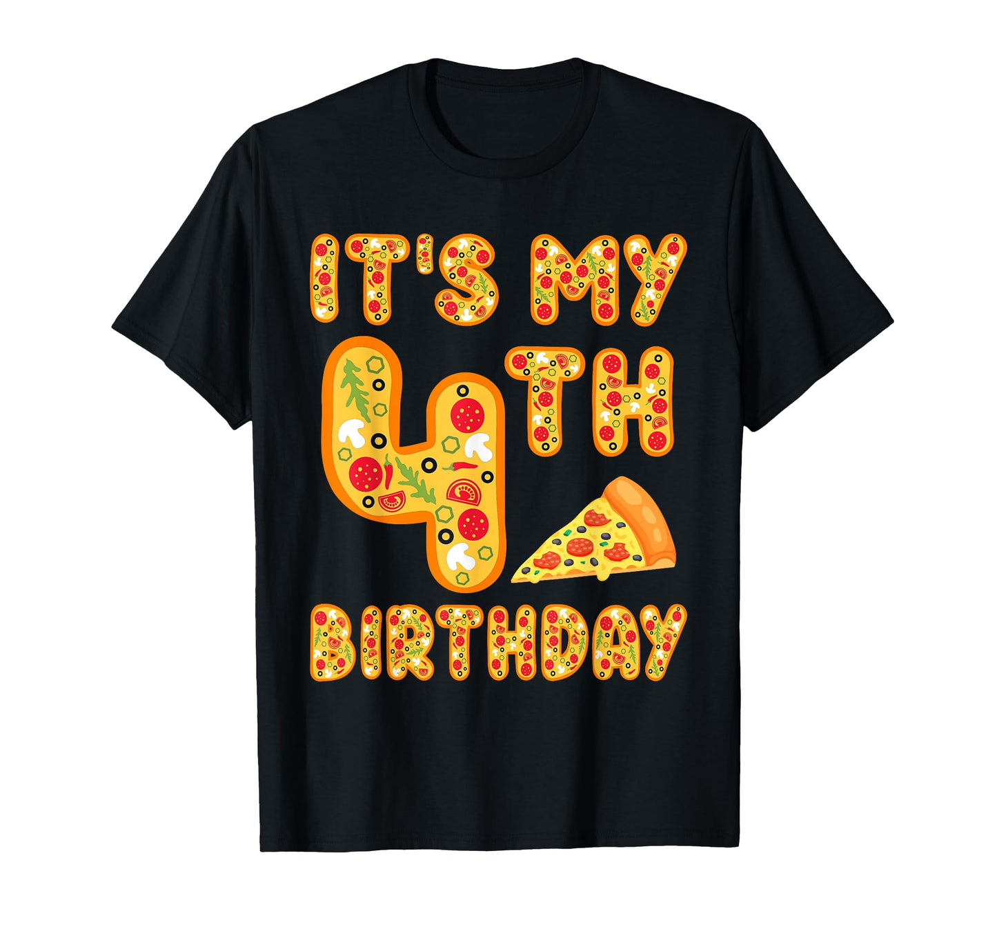 4 Years Old Boys Girls Kids 4th Birthday Pizza Family T-Shirt