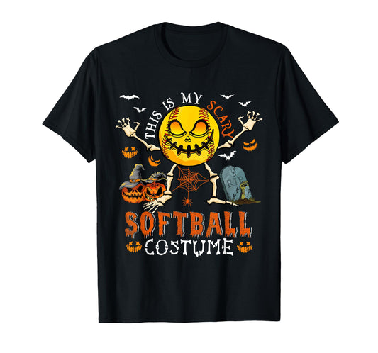 This Is My Scary Softball Costume Halloween Skeleton Lover T-Shirt