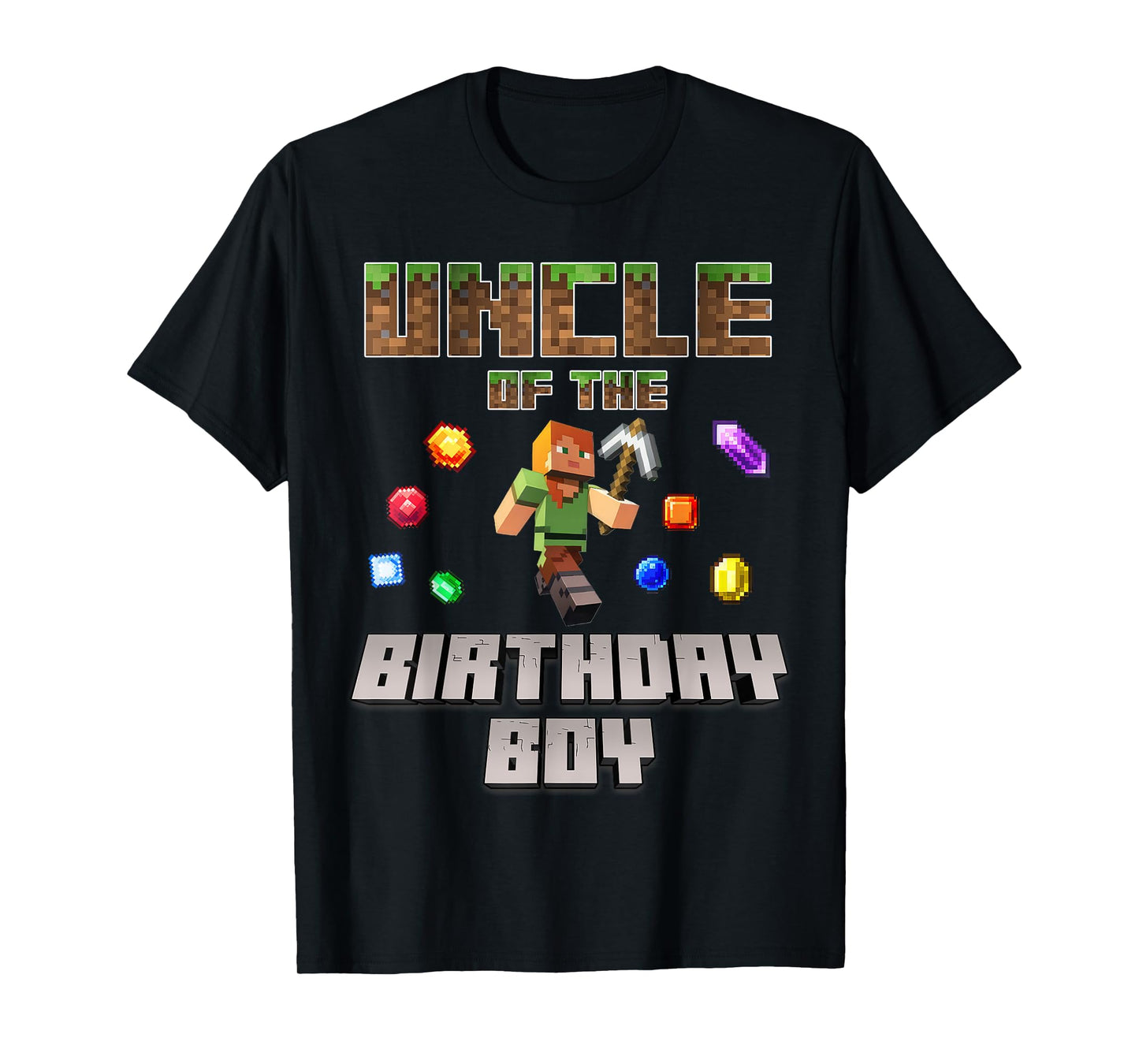 Uncle Of The Birthday Boy Video Gamer Pixel Number T-Shirt