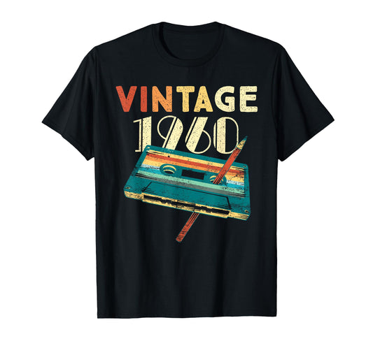 65 Years Old Gifts Vintage 1960 Music Cassette 65th Birthday T-Shirt