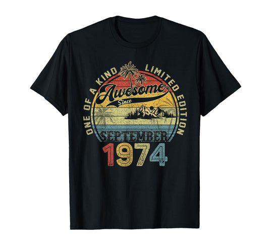 50th Birthday Gifts for Men September 1974 50 year Old Bday T-Shirt