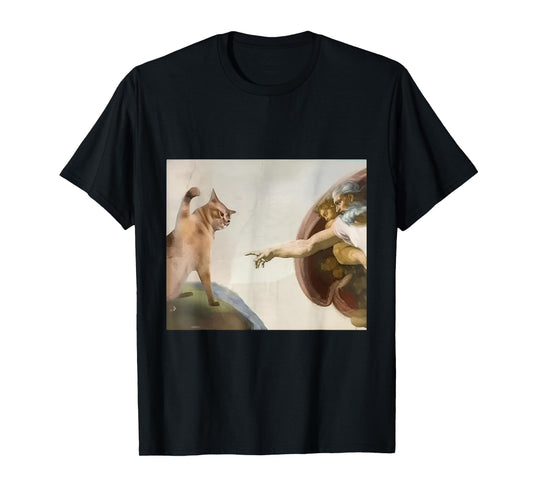 Almighty Slap Funny Cat God Creation Of Adam Meme Cat Lovers T-Shirt