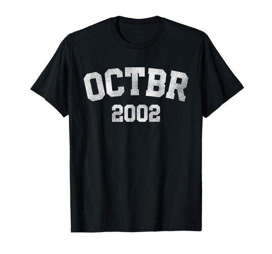 October - Vintage 2002 23rd Birthday Bday 23 Years Old T-Shirt
