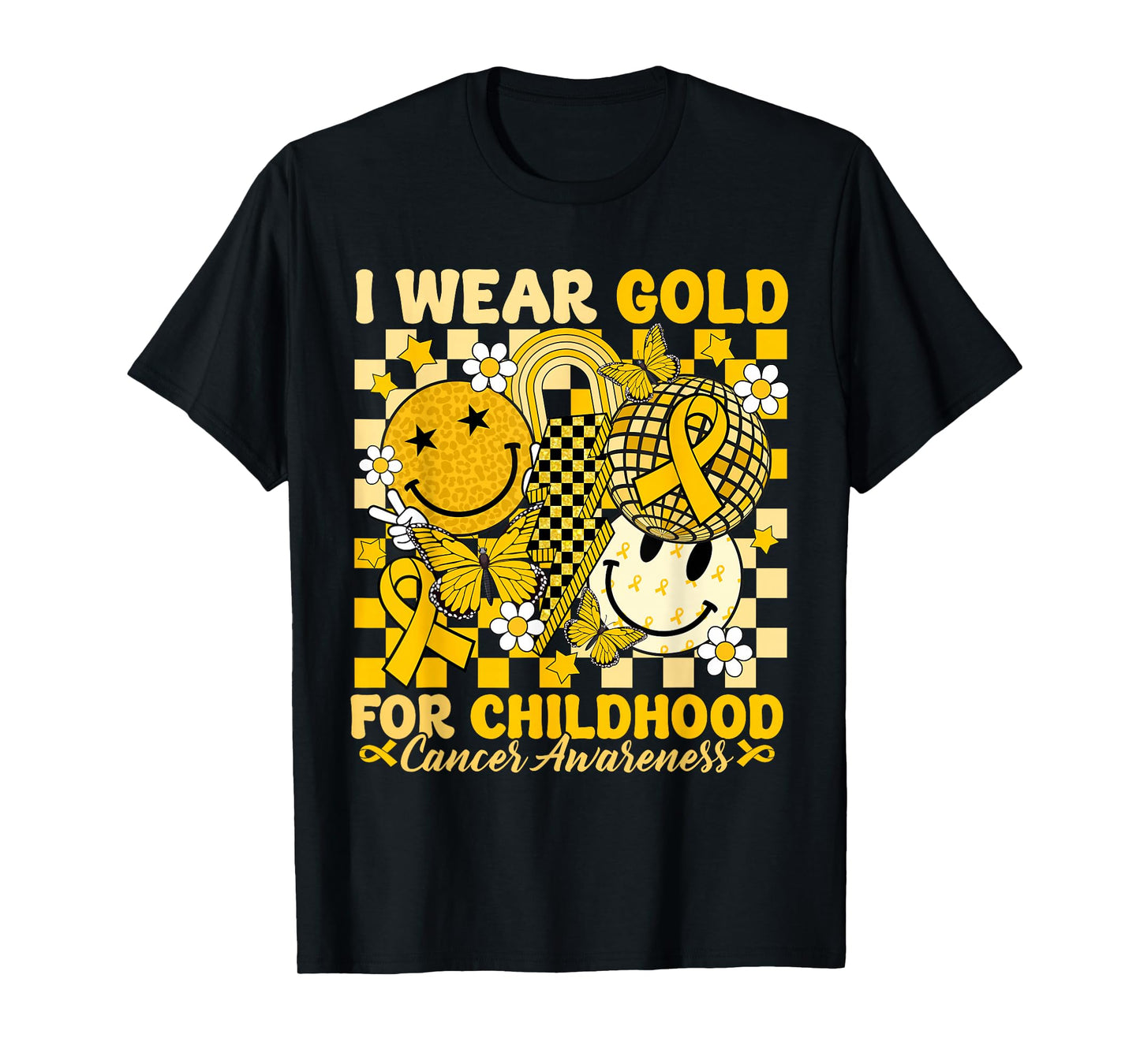 I Wear Gold for Childhood Cancer Awareness Gold Ribbon Bolt T-Shirt