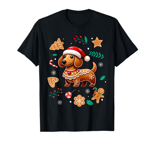 Gingerbread Weiner Dog Lover Dachshund Christmas Cookie T-Shirt for Men Women Kids