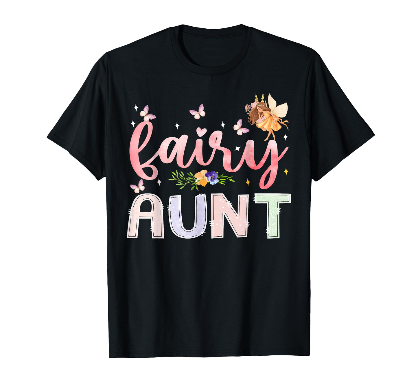 Fairy Aunt Magical Floral Birthday Girl Fairytale Family T-Shirt