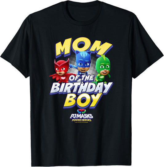 PJ Masks Group Shot Mom Of The Birthday Boy Logo T-Shirt