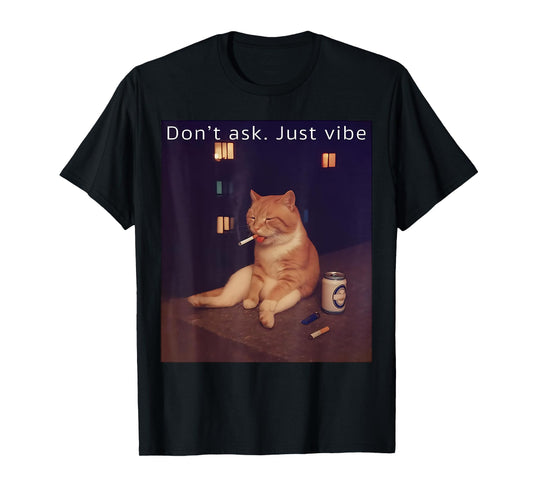 Cigarette Kitten Funny Smoking Cat Meme Stupid Brainrot T-Shirt