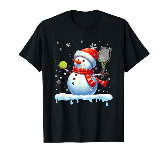 Snowman Playing Tennis Christmas Player Fan Lover Kids T-Shirt