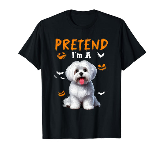 Pretend I'm A Maltese Halloween Costume Owner Kids Family T-Shirt