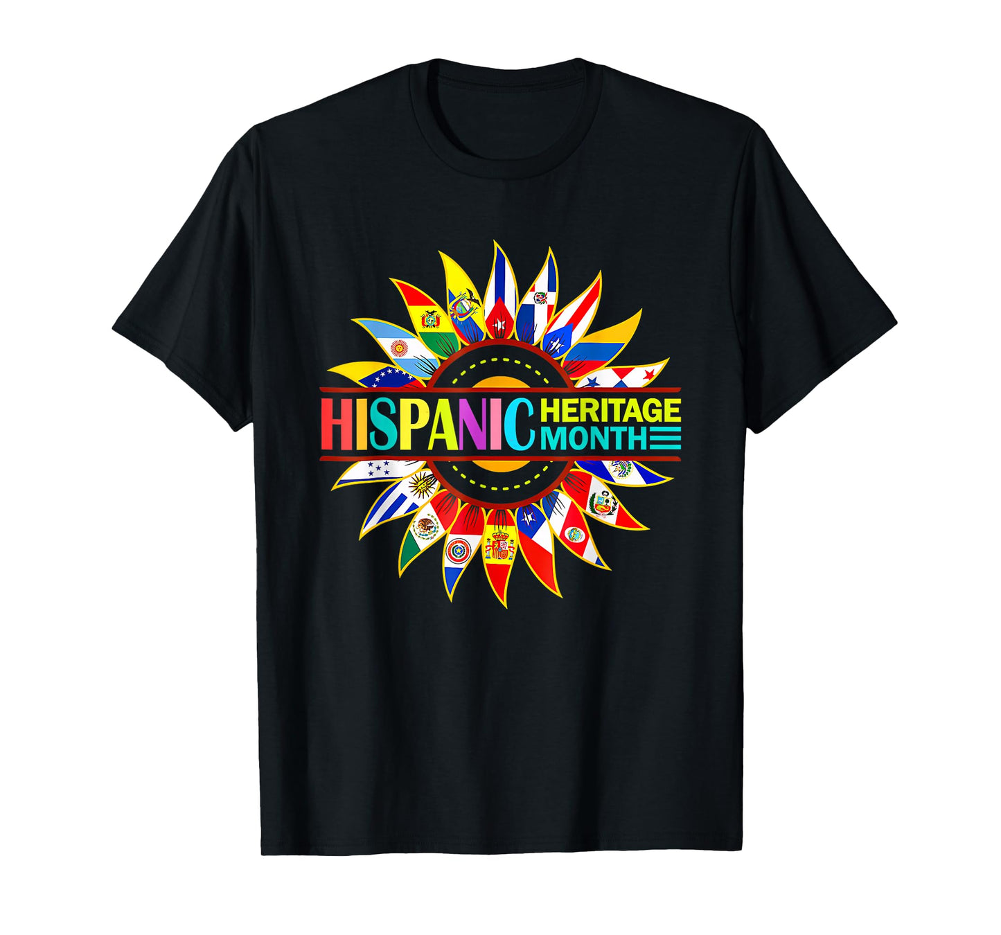 Hispanic Heritage Month All Countries Hispanic Flags Hands T-Shirt