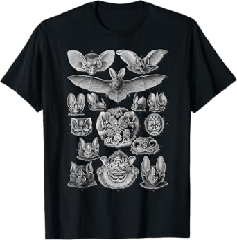 Bats Scientific Illustration Drawing Biology Art Halloween T-Shirt