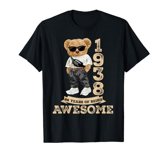 Awesome Since 1938 Retro Men Women 86th Birthday Gifts Funny T-Shirt