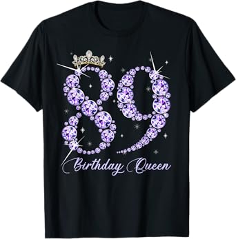 89 Year Old Its My 89th Birthday Queen Diamond Heels Crown T-Shirt