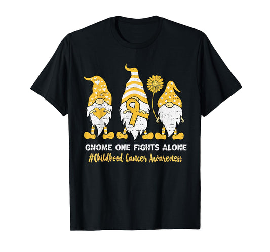 Childhood Cancer Awareness Gold Gnome Ribbon Boys Girls Kids T-Shirt