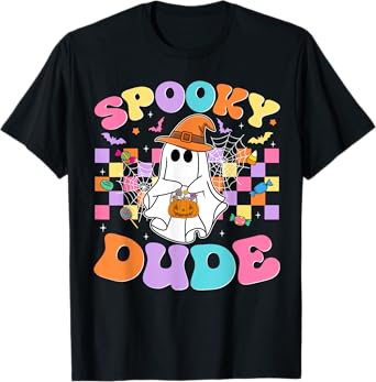 Spooky Dude Ghost Funny Spooky Season Halloween Mens Boys T-Shirt
