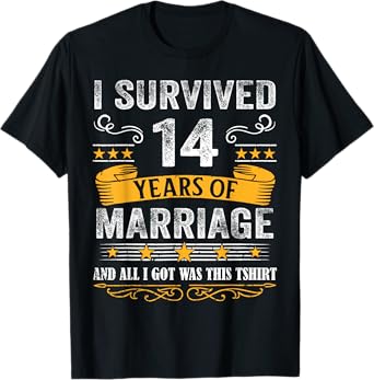 14th Wedding Anniversary shirt Couples Husband Wife 14 Years T-Shirt