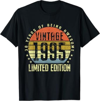 Vintage 1995 Birthday Decorations 30 Year Old 30th Birthday T-Shirt