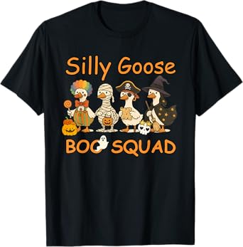 Boo Halloween Squad Funny Silly Goose Halloween T-Shirt